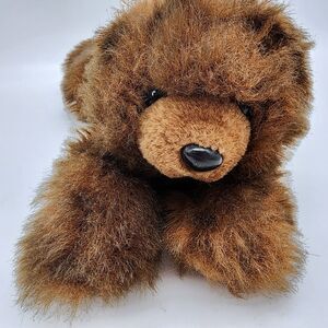 Vtg 1992 Floppy Brown Bear Laying Down Plush Stuffed Toy 13" MJC International